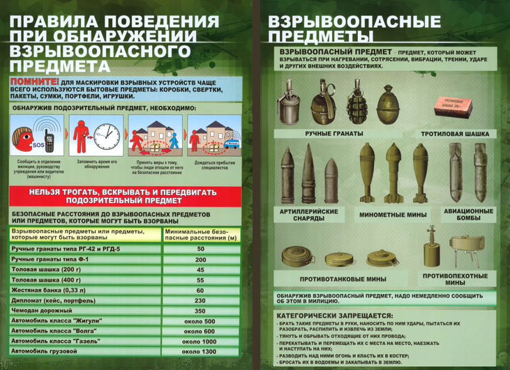 Правила поведения при обнаружении взрывоопасного предмета.